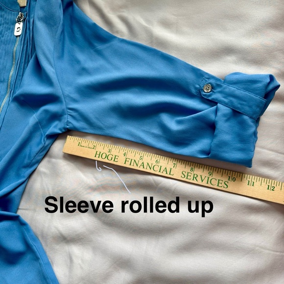 Michael Kors Blue Blouse Size Large with silver tone hardware - Picture 13 of 17